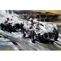 Shan Amrohvi, Oil on Canvas, 24 x 36 inch, Vintage Car painting, AC-SA-056